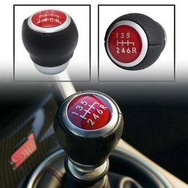 NLQR 6-Speed Gear Shift Knob Compatible with Subaru Outback 2009-2019, Impreza Forester 2009-2018, WRX 2012-2018, WRX STI 2013-2018 Black Leather red Cover & R Marked Below