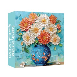 Puzzles for Adults 1000 Pieces, Flower Jigsaw Puzzle 1000 Pieces - Serenity in a Vase, Vintage Floral Vase Puzzle for Families