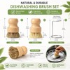 Ruispeed Bamboo Dish Brush Set 4Pcs With Holder Kitchen Cleaning