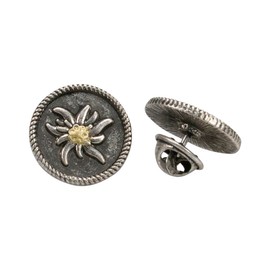 Alpenflüstern Edelweiss API04300095 Lapel Pins Set of 2 Two-Tone Colours, Stainless Steel, Without Stone