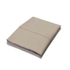 Superior Solid Percale 300 Thread Count Cotton Pillowcase Set, Ultra-Soft Modern Classic Bed Pillow Covers, Crisp Breathable Comfort Basics, Durable Bedding Essentials, Set of 2, Standard, Tan