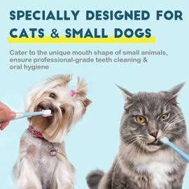 MoonyMars Small Dog Toothbrush, Cat & Puppy Tooth Brushing Kit, Ultra Soft & Mini Head Teeth Brush for Kitten & Tiny Pet, Doggy Toothbrushes Deep Dental Cleaning, 2 PCS - Pink Color