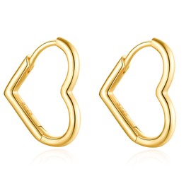 Jrêveinfini Elegant Heart Shaped Hoop Earrings Made of 925 Sterling Silver for Women and Girls - Heart-Shaped Earrings in a Minimalist Style, Gifts for Women Girls Mum with Gift Box, Sterling Silver