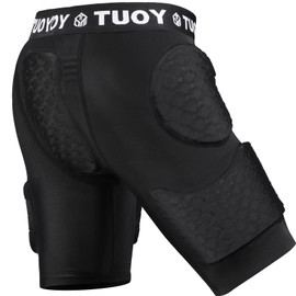 DGYAO EVA Padded Shorts High Impact Protective Shorts with Hip & Thigh Guards, Breathable Comfort for Skateboarding, Cycling, Snowboarding, Anti-Collision Gear for Sports Enthusiasts XXL Black