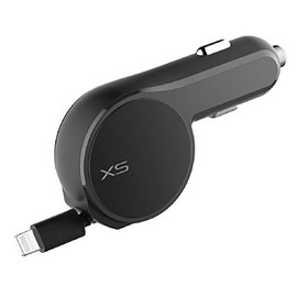 Kashimura NKL-111 DC Charger Reel, 3A, Lightning, Ultra Compact, Switchless Blue LED Energizing Lamp, Black