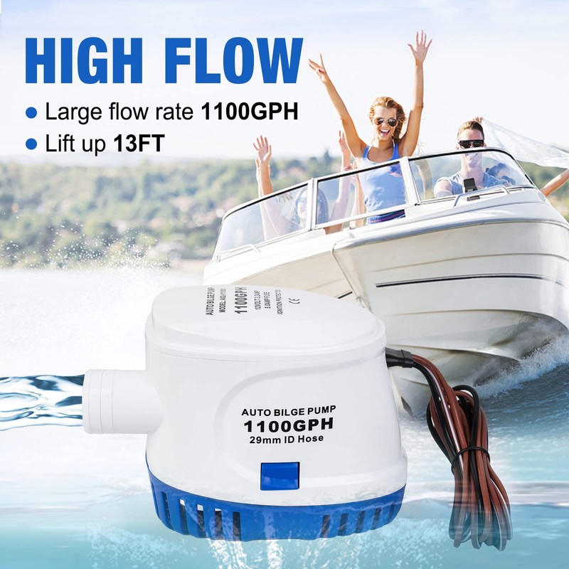 ECO-WORTHY Automatic 12V Bilge Pumps for Boats 1100GPH Auto with