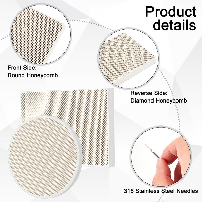 OLYCRAFT 2pcs Honeycomb Ceramic Soldering Boards Rectangle Round Soldering Honeycomb