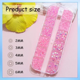 Resin Jelly Rhinestones for Crafting Bedazzling,Colorful Rhinestones for Nails Art+Pink AB Nail Rhinestone and Gems,Nail Diamond Flatback Gems Crystals Charms for Nail Design DIY Makeup Decor