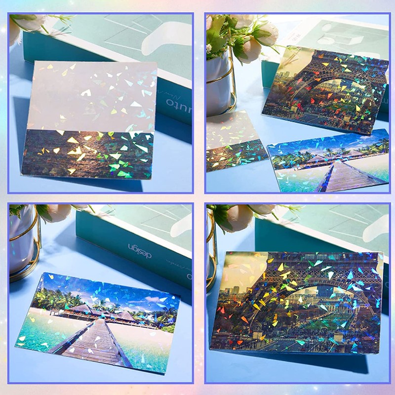 50 Sheets Holographic Cold Laminate Sheet Cuttable Waterproof Scratch Resistant
