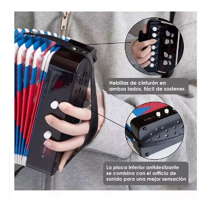KFMX Mini Acordeon Infantil Juguete Para Niños Musica 7 Botones