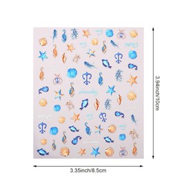 4 Sheets Ocean Life Nail Art Stickers, 5D Embossed Self-Adhesive Starfish and Shell Nail Stickers Summer Sea Theme Design for Women Girls DIY Nail Salons Manicure Decoration