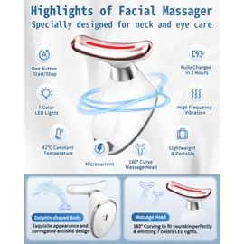 KIMTAR Gua Sha Electric Face Massager Against Wrinkles, 7 Colours, Red Light Lamp, Face 40±2°C, Heat Massager, Face, 3 Modes, Face Massager for Skin Tightening, Lifting, Improvement, Tightening