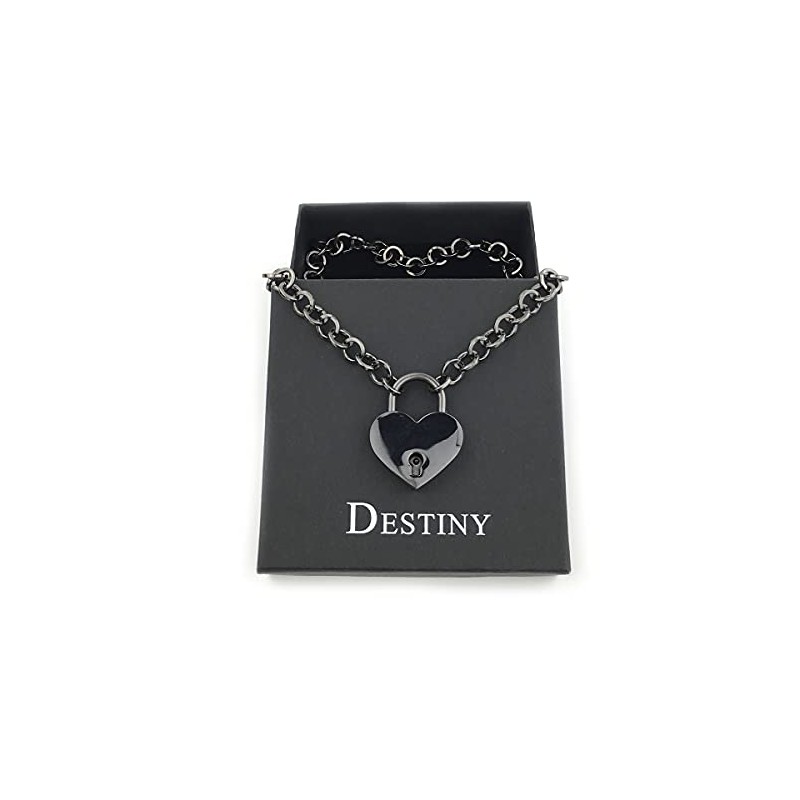 Destiny Love Padlock Choker Collar Necklace with Lock and Two
