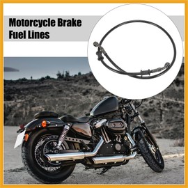 Partuto 90cm 35.43" Motorcycle Braided Brake Clutch Oil Hoses Line Black Replacement