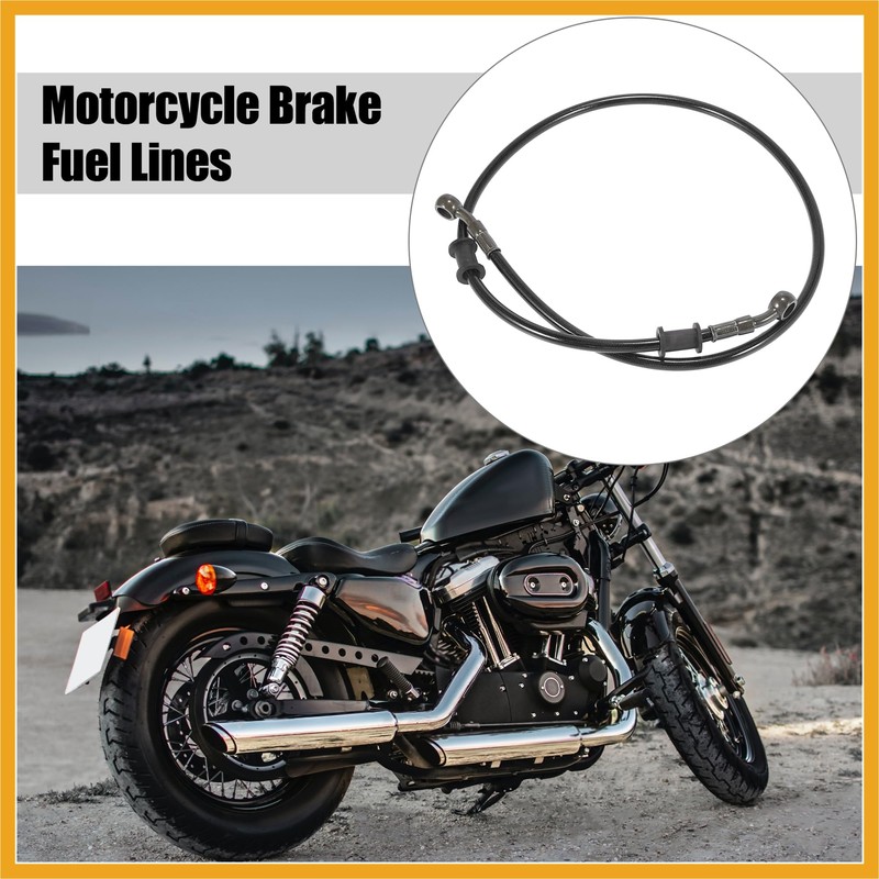 Partuto 90cm 35.43" Motorcycle Braided Brake Clutch Oil Hoses Line