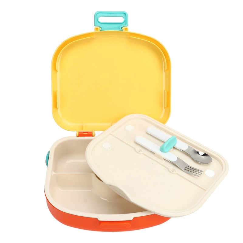 Bento Lunch Box ABS Separate Compartments with Buckle Handle Leakage
