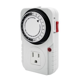 Generic 120V Mechanical Timer with Single Outlet for Aquarium, Grow Light, Hydroponics, Indoor Lighting, Home Appliances, White, TM-M1/120