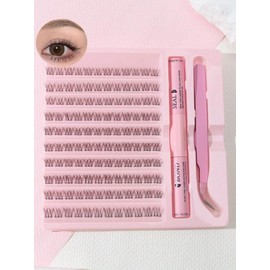 Generic Kit de extensión de pestañas con rizo en D de cola de pez holgada de 9 a 11 mm con unión de pestañas y pegamento de sellado, herramientas de maquillaje para pestañas, black