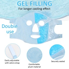 Cooling Gel Face Mask Beauty Reusable, Cooling Mask Face with Velcro Fastening, Ice Eye Mask, Hot Mask, Sleep Mask, Ice Mask for Dark Circles Removal/Reduces Swelling/Skin Care