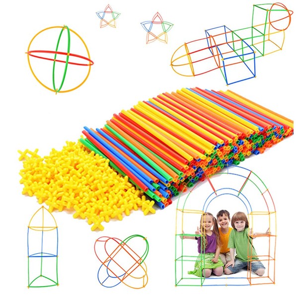 Straw Constructor STEM Building Toys 300 pcs-Colorful Interlocking Plastic Enginnering Toys- Fun- Educational- Safe for Kids- Develops Motor Skills-Construction Blocks- Best Gift for Boys and Girls …