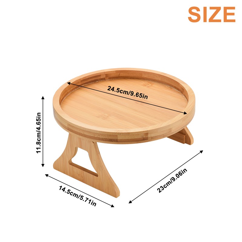 Couch Tray Burlywood Bamboo Folding Sofa Arm Clip Table for