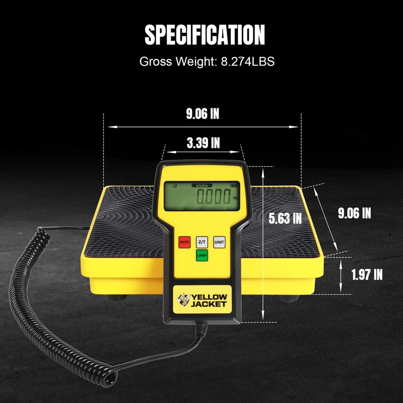 YELLOW JACKET Refrigerant Scale 110 LBS HVAC Freon Scale High