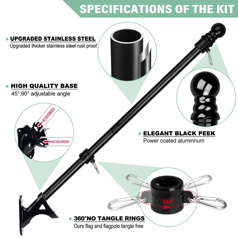 Open Flag with Pole Kit – 42x12 Inch Vertical Double-Sided