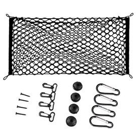 Ulifebetter Cargo Net Stretchable, 51*18In Trunk Storage Net Storage Organizer Net Elastic Mesh Net Bag Automotive Cargo Nets with 4 Buckles Screws Hooks Clips Trunk Storage Net for Pickup Truck Bed