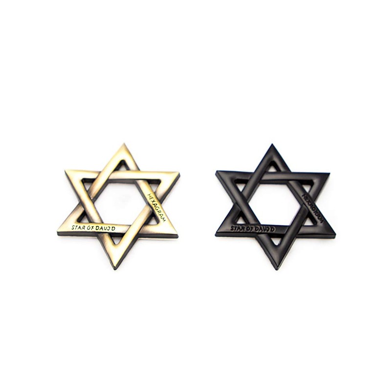 CARRUN 2 PCS 3D Hexagram Six Pointed Star Metal Emblem