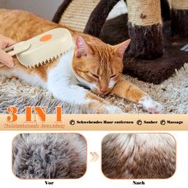 Katzenbürste Mit Wasser DQGHQME USB Wiederaufladbarer Katzenspray Massagekamm Für Hundebürste Kurzhaar Langhaar, 3-in-1 Multifunctional Dampfbürste Katze Für Massage, Pflege Und Haarentfernung(2 Set)