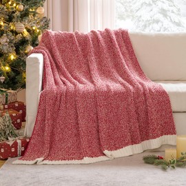 MIULEE Christmas Red Super Soft Throw Blanket for Couch, Cozy Fluffy Warm Blankets Lightweight Knit Throw Blankets for Sofa, Bed, Chair, Living Room, Camping, Picnic, 50 x 70 inch