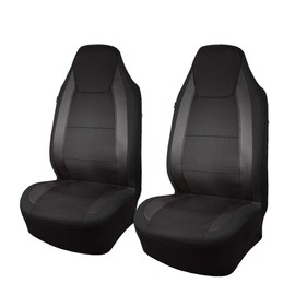 Flying Banner - Fundas de asiento de coche de fibra de carbono de calidad de malla de aire deportiva con respaldo bajo y alto (2 frentes, cubeta alto, negro)