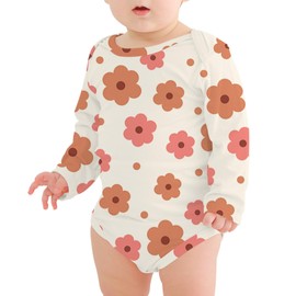 Jimonda Baby Rompers | Soft Summer Long-Sleeve Bodysuit for Newborns 0-24M | Breathable Infant Onesie with Snap ButtonsFlower
