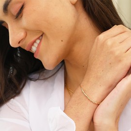 Morse Code Bracelets for Women, trendy simple beaded Gold plated adjustable inspirational bracelets for teen girls birthday Christmas jewelry gifts (Gold)