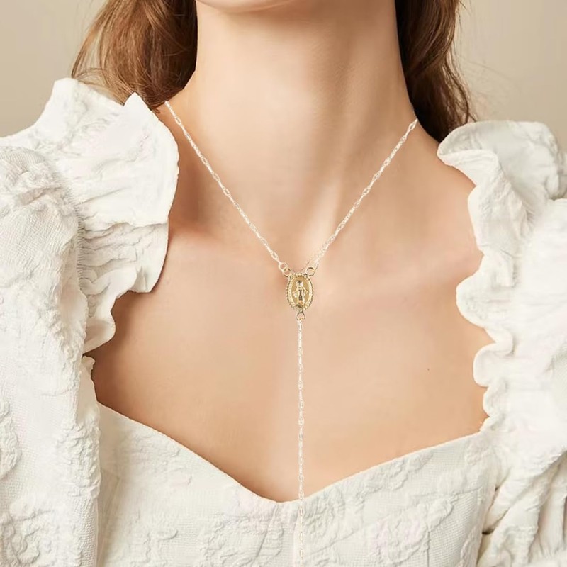 XYTAHDM Cross necklace for women, chain gold ladies, 14 carat