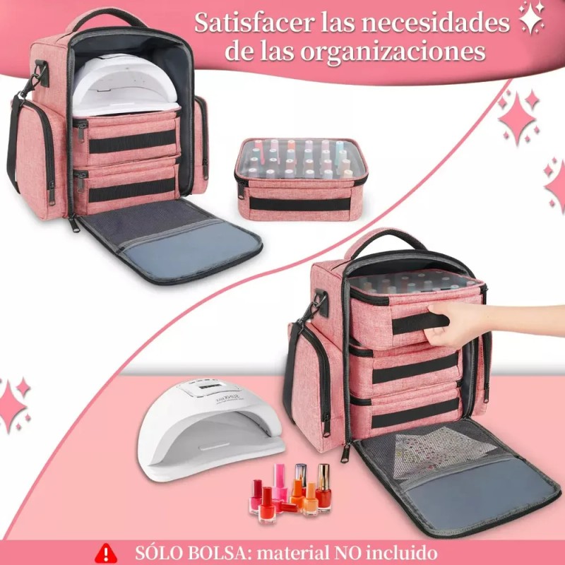 Maletín Maquillaje Yorepek 605000PNK 72 Botellas Rosa 3 Bolsas