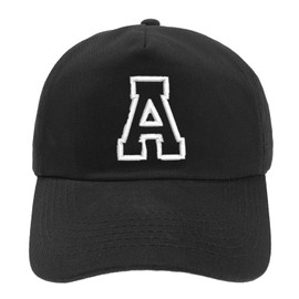 Unisex Boys Girls Baseball Cap Black Hat Kids Cap Alphabet A-Z, a