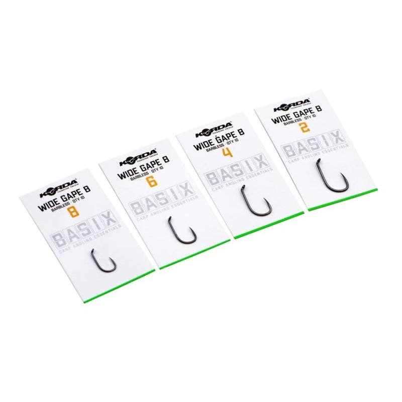 Korda Basix Wide Gape Barbless Hooks 8 | Micro Barbed