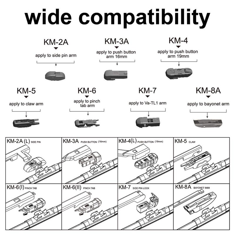 ASLAM Windshield Wipers All-Season Blade Type-M 26"+18",Multifunctional Adapters and Refills