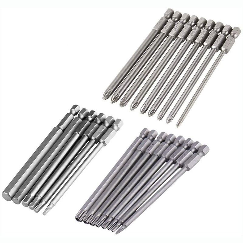 Bestgle 23pcs 1/4" Hex Shank 100mm/4 Inch Long Magnetic Screwdriver