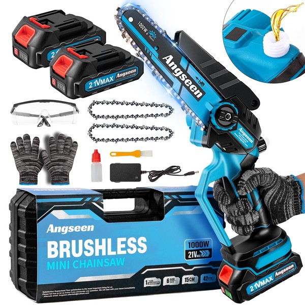 Mini Chain saw 6 Inch,1000W Brushless Motor Electric Chainsaw Cordless