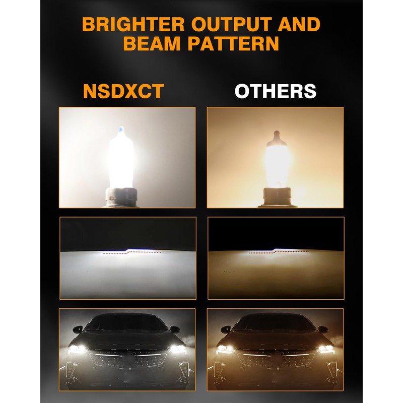 NSDXCT 9005/HB3 Halogen High Beam Headlight Bulb+H11 Low Beam Light
