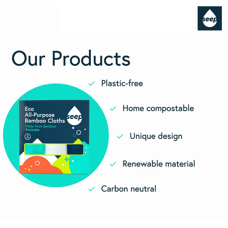 SEEP Eco All Purpose Bamboo Cloths Multi-Purpose Cleaning Cloth -