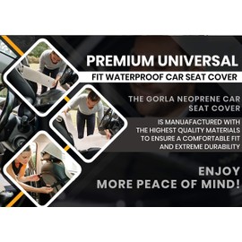 Gorla Gear Beige Premium Universal Fit Waterproof Stain Resistant Tan Khaki Car Seat Cover Neoprene Non-Slip Bucket Seat Dog Sweat Proof Protector Save Your Leather Cloth Seats Van Truck SUV Sedan