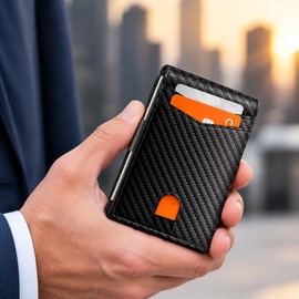 Carbon Fiber RFID Blocking Wallet for Men Slim Minimalist Card Holder Anti Theft Business Card Case