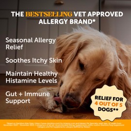 Pet Honesty Dog Allergy Itch Relief - Advanced Itch Supplement with Probiotics for Dogs - Immune Support & Skin Relief for Seasonal Allergies - Natural Itchy Skin & Paw Relief - (Peanut Butter, 90 Ct) | Pet Honesty