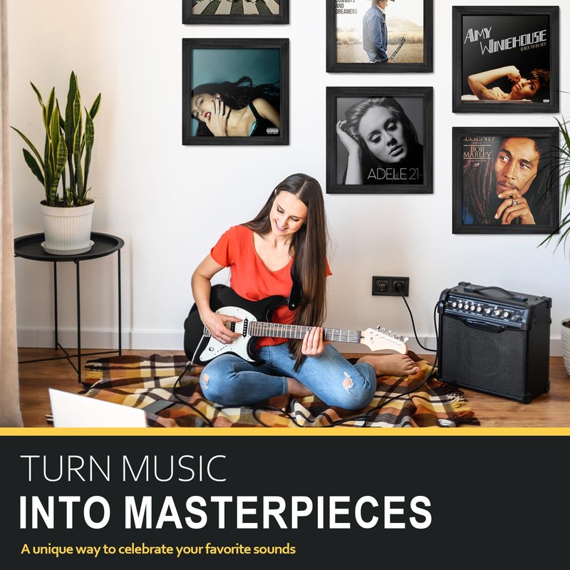 Emfogo Vinyl Record Frame Wall Front Opening, 3-Pack Album Frames
