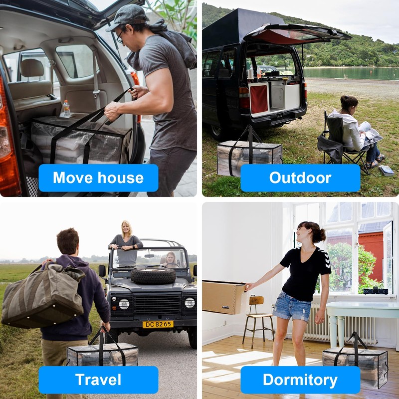 6-Packs Extra Large Heavy Duty Moving Bags, Waterproof Storage Totes
