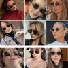 piscm Trendy Oval Sunglasses for Women Men,Fashion Retro 90s Metal