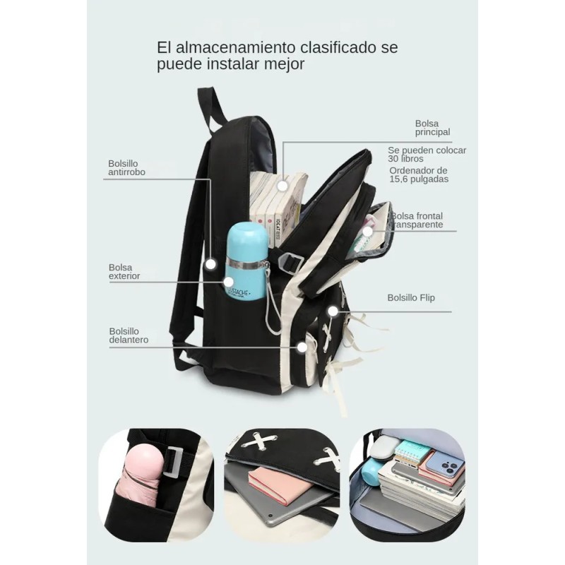 Mochila Escolar Impermeable Para Laptop Mujer Cinnamoroll